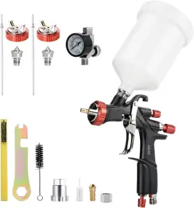R500 Aeropro A610 Lvlp Air Spray Gun With 1.3/1.5/1.7mm Nozzles And Regulator