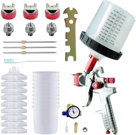 Bla05-red Aflybltol Paint Sprayer With Mixing Quick Cup Hvlp Spray Gun Kit Red