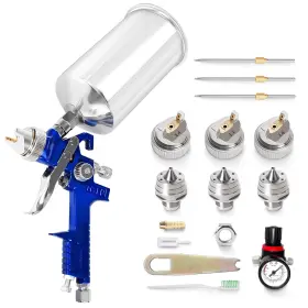 Al202422 Aicars Hvlp Spray Gun Kit With 1.4mm/ 1.7mm/ 2.0mm Nozzles High Performance Paint Gu