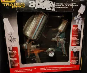 836610 Alltrade 3 Piece Hvlp Sprayer Kit Gravity Feed Full Size And Detail 15-45 Psi 33.8oz Nib
