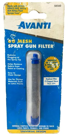 Avanti 193175441539 60 Mesh Spray Gun Filter Universal Design Works With Graco Sg2 Sg3 And Sg4