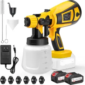Pqq-1011 Avcnuj Paint Sprayer 650w Cordless With 2 X 4.0mah 21v Battery Yellow And Black