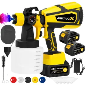 Awxryox 768553578130 Upgrades Battery Paint Sprayer Cordless Brushless Gun With 2 X 4.0ah B