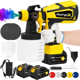 Awxryox 768553578352 Upgrades Battery Paint Sprayer Cordless Brushless Gun With 2 X 4.0ah B