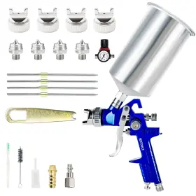 001-827 Bentohkle Hvlp Gravity Feed Air Spray Gun Auto Paint Kit With 1.4/1.7/2.0/2.5mm Ad