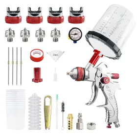 Spr-1 Bentohkle Hvlp Gravity Fed Air Spray Gun With 1.4/1.7/2.0/2.5 Mm Nozzles And 650 Cc Mix