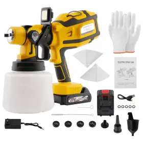 A9c4tj Bfo 200w Paint Spray Gun Electric Hvlp 1400ml Container 5 Brass Nozzles Led Light