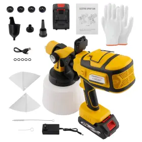 Cor8jk Bfo 200w Paint Sprayer Electric Hvlp Handheld 1400ml 5 Copper Nozzles Adjustable Led