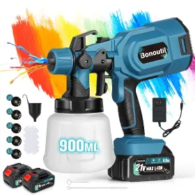 Xr-ht-01 Bonoutil Cordless Paint Sprayer 900ml Spray Gun 3 Patterns 5 Nozz