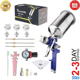 Branded 562654 Hvlp Spray Gun Kit With 1.4/1.7/2.0mm Nozzles Car Paint Wall Painting