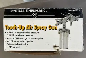 Central Pneumatic 792363668712 Touch-up Air Spray Gun - Multiple Use Paint Sprayer New In Original Box