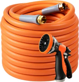 Cysg50fttz9lfx Clothirily Garden Hose 50 Ft X 5/8 Inch 10 Functions Leak-proof Nozzle Water Hd 3/4 Orange