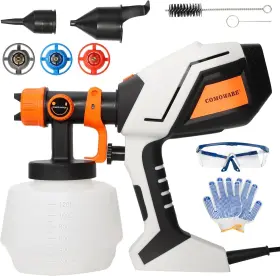 Comoware 800689622872 Paint Sprayer Electric Spray Gun With 1200ml Container 4 Copper Nozzles