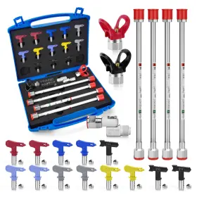 Deyufc-12 Dent-de-lion 21pcs Airless Paint Sprayer Gun Tip Extension Pole Rod Set With Spray