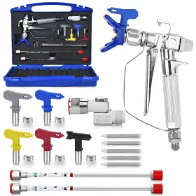 Penqiang1 Dent-de-lion 16 Pcs Airless Paint Sprayer Gun Kit 3600 Psi High