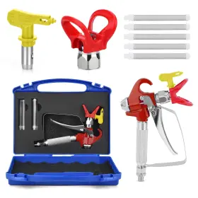 Redpq001 Dent-de-lion 9 Pieces Airless Spray Gun Kit Red Paint Sprayer High Pressure 3