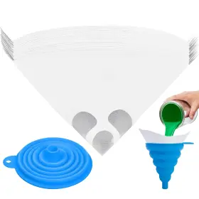 Funnel-10 Dexspoeny Fk-45 50 Packs Paint Strainer Cone Filter Paper With 1pcs Silicone