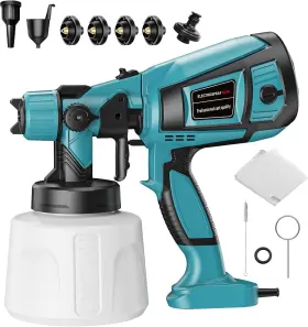 1000w Efekol 763475694234 Paint Sprayer - Hvlp Electric Spray Gun With 4 Nozzles And 3 Pat