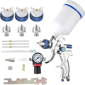 Endozer 313046847882 Profesional Hvlp Pistola De Pintura Aire Para Pintar Casas Autos Acero Nuevo