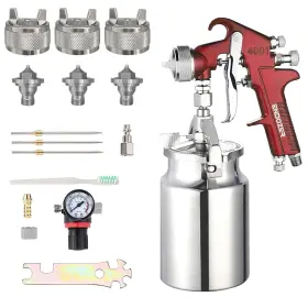 Endozer 708707394513 Professional Siphon Feed Spray For Paint Red Handle 34 Oz -1.4 1.7 2.0mm No