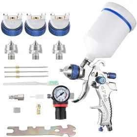 Endozer 708707394537 Professional Hvlp Spray Gun Set Gravity Feed Air With 1.4 1.7 2.0