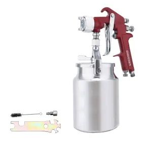 Endozer 789371201765 Professional Siphon Feed Spray Gun For Paint Red Handle 34 Oz -1.8mm Nozzle