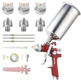 Endozer 799473832248 Professional Hvlp Gravity Feed Air Spray Gun Set With 1.3 1.5 1.8mm Nozzles