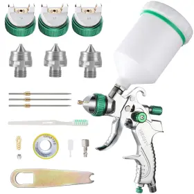 Endozer 799473832255 Professional Hvlp Spray Gun Set Gravity Feed Air With 1.4 1.7 2.0mm