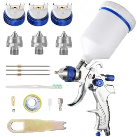 Endozer 799473832262 Professional Hvlp Spray Gun Set Gravity Feed Air With 1.4 1.7 2.0mm