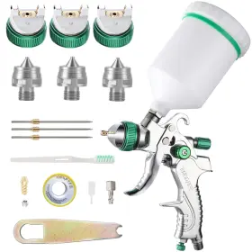 Endozer 799473832279 Professional Hvlp Spray Gun Set Gravity Feed Air With 1.3 1.5 1.8mm