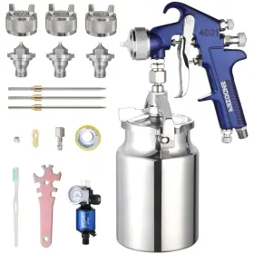Endozer 799473832323 Professional Siphon Feed Spray Gun For Paint Red Handle 34 Oz -1.4 1.7 2.0m