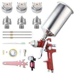 Endozer 799473832361 Professional Hvlp Gravity Feed Air Spray Set With 1.3 1.5 1.8mm Nozzles Pa Inch