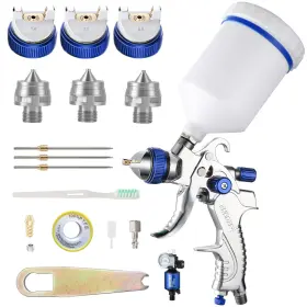 Endozer 799473832385 Professional Hvlp Spray Gun Set Gravity Feed Air With 1.4 1.7 2.0mm