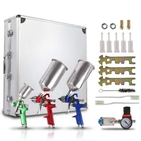 Etosha 788505845820 Professional Hvlp Gravity Feed Air Spray Gun Kit With 1.0mm 1.4mm 1.8m