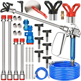 2025110401 Exkraeft 25pcs Airless Paint Sprayer Gun Kit 3600psi Spray With 50ft Blue