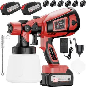 Fanbdedge 765452392409 Paint Sprayer 650w Cordless With 2 X 4.0mah 21v Battery All Copper Motor 6 Noz