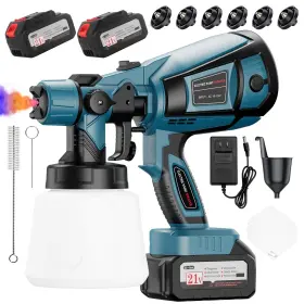 Pqq-0327 Fanbdedge Paint Sprayer 650w Cordless With 2 X 4.0mah 21v Battery All Copper Motor 6