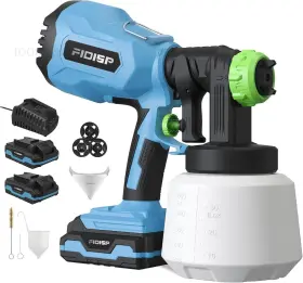 Fidisp-pqq-1 Fidisp Cordless Paint Sprayer Battery Operated Hvlp Power Blue