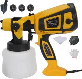Cn-500 Geekshoppers Paint Sprayer Hvlp Electric Spray Gun 4 Nozzles 3 Pattern Yellow