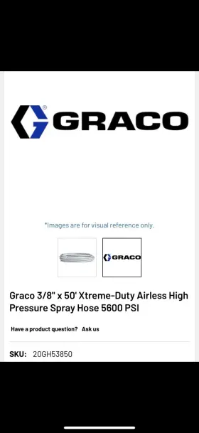 20gh53850 Graco 3/8 Inch X 50ft Xtreme-duty High Pressure Nylon Spray Hose 5600 Psi