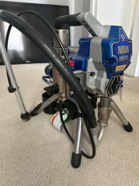 25t804 Graco Nova 390 Pc Airless Paint Sprayer Cordless Dewalt 60v Kit With Stand In Box