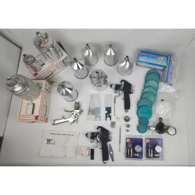 G-1265 Graco Hvlp Spray Gun Lot With Siphon Cups Parts Regulators And Accessories