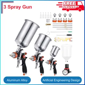 Gyfent 698056192499 Spray Paint Gun Set - Hvlp Auto Air With 3