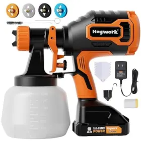 Hw-et2405-1 Heywork 21v Cordless Paint Sprayer Spray Gun 3 Adjustable New Model Orange