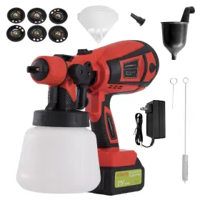 Csps021-rd Honjan Cordless Paint Sprayer 4.0 Ah Battery Gun With 900ml Container 6 Bras