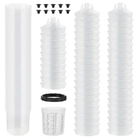 Huh455 Hugebo Disposable Paint Sprayer Mixing Cup Kit With 125 Mic 22 Ounce 650ml 50