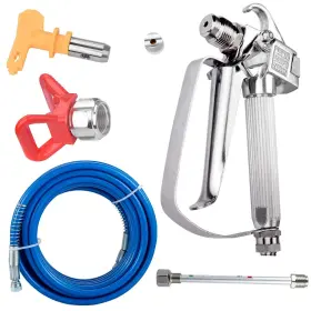Ikaufen 980595705934 Airless Paint Spray Hose Kit 50ft 1/4 Inch Swivel Joint 3600psi With 517 Tip Usa