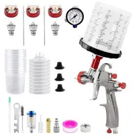 R500p Kcnkcn R500 Lvlp Air Spray Gun With 650ml Mixing Cup& 10x Disposable Cups 1.3/1.7/2