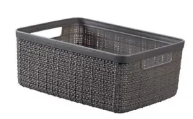 245712 Keter Basket Jute 100% Plastic Recycled Rectangular 5 L Small Zzzz-s Dark Grey
