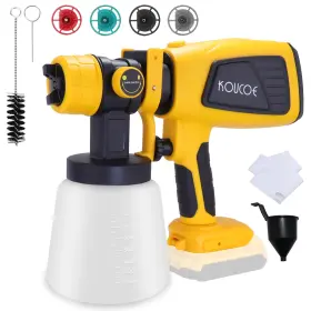 Koucoe-yellow-002 Koucoe Paint Sprayer Cordless Hvlp Spray Gun For Dewalt 20v Battery Sp